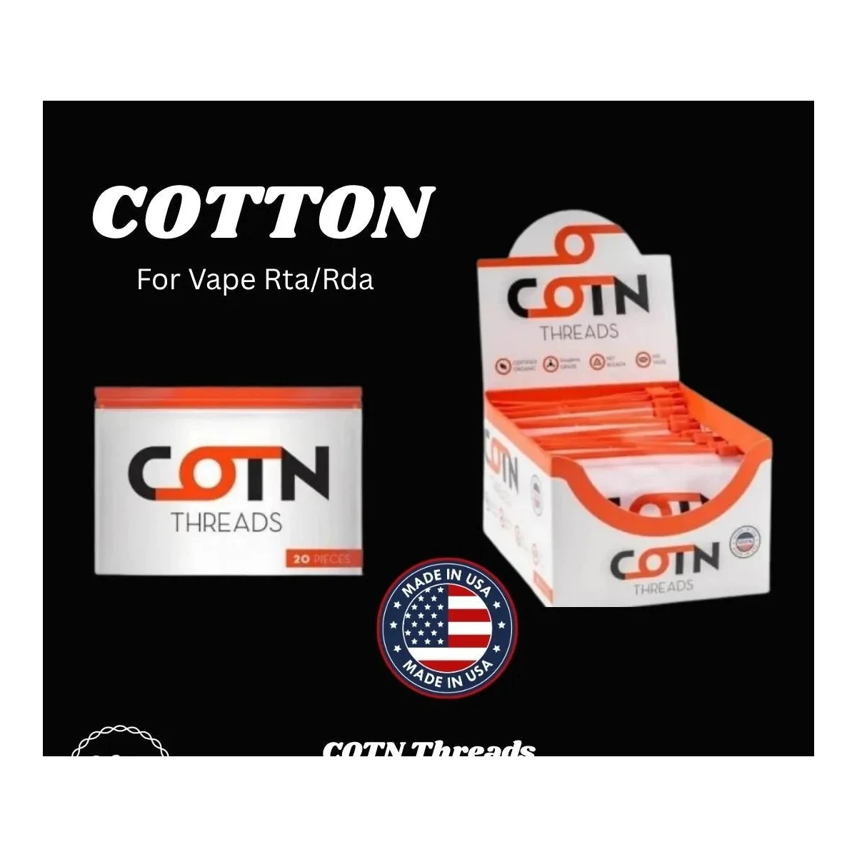 COTN Threads Vape Cotton – Pre-Cut for 3mm Coils