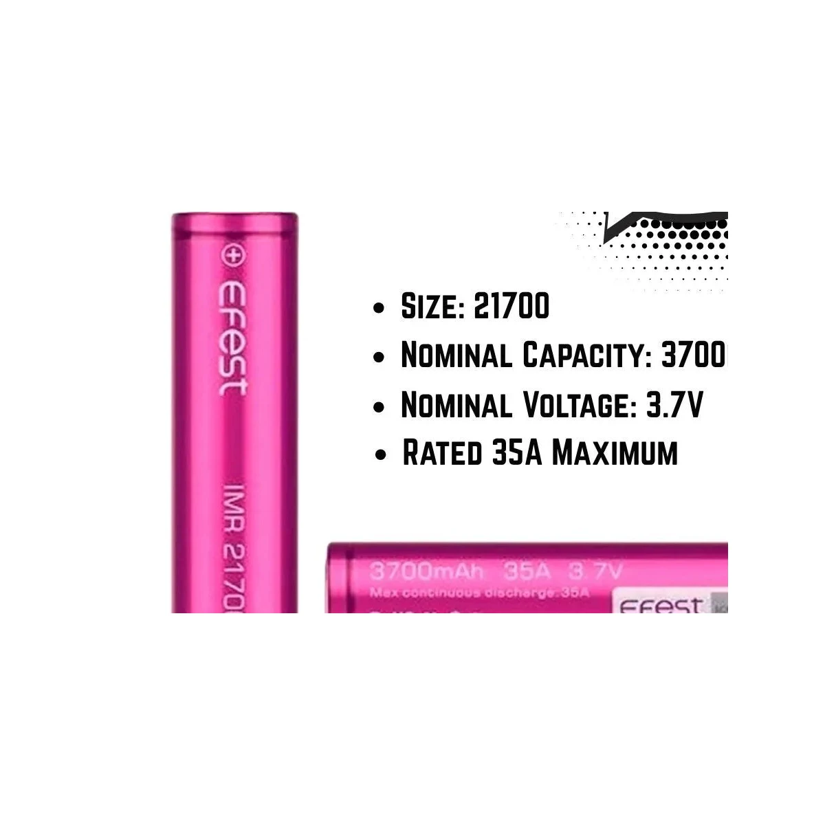 Efest 21700 Vape Battery 2100mAh 35A – IMR Mod Cell