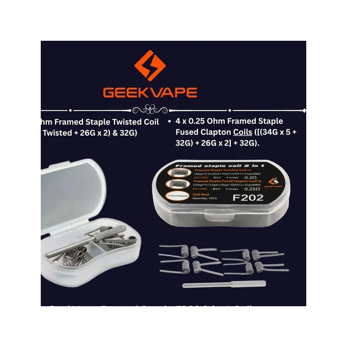 GeekVape Fused Clapton 2-in-1 Coils for RDA/RTA/RDTA