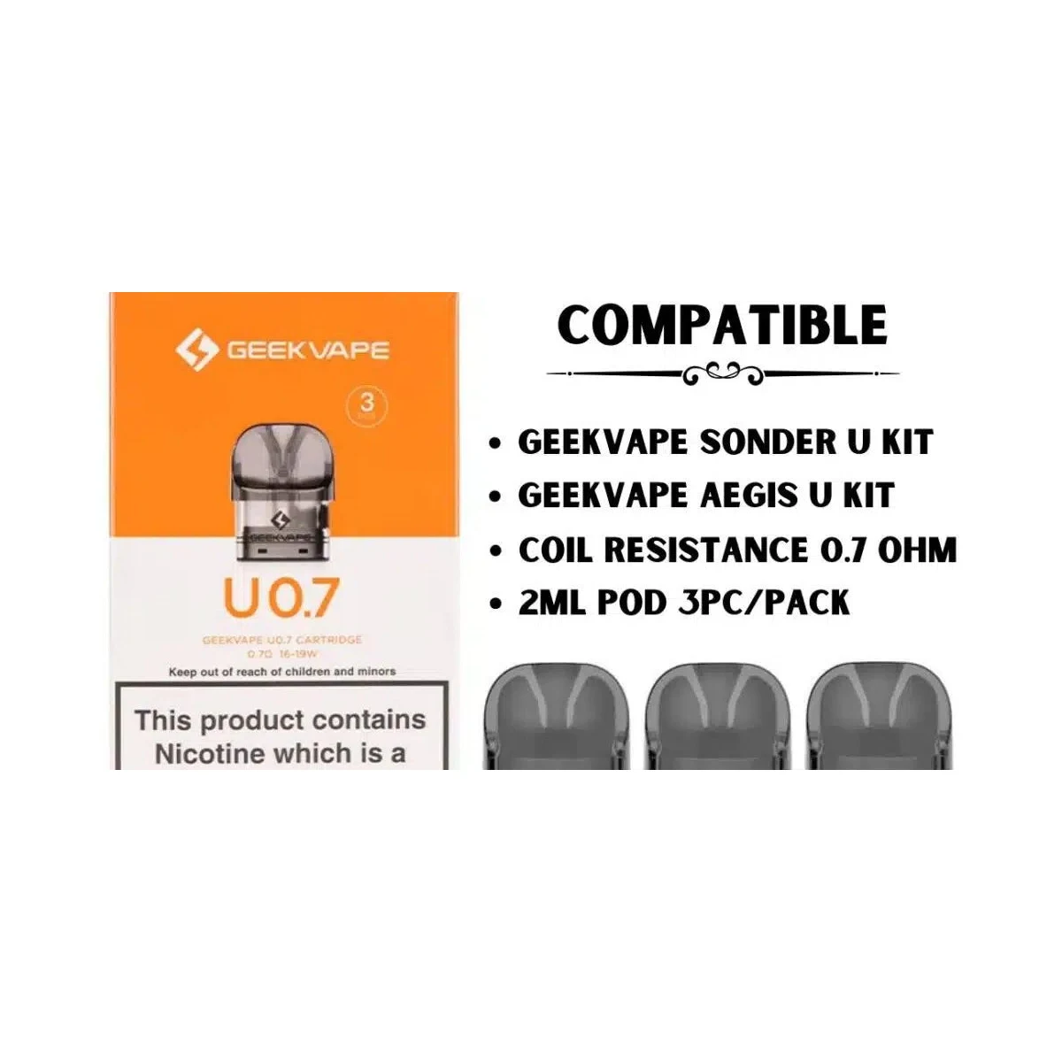 GeekVape U Pod Cartridge - 2ml MTL Replacement Vape Pod