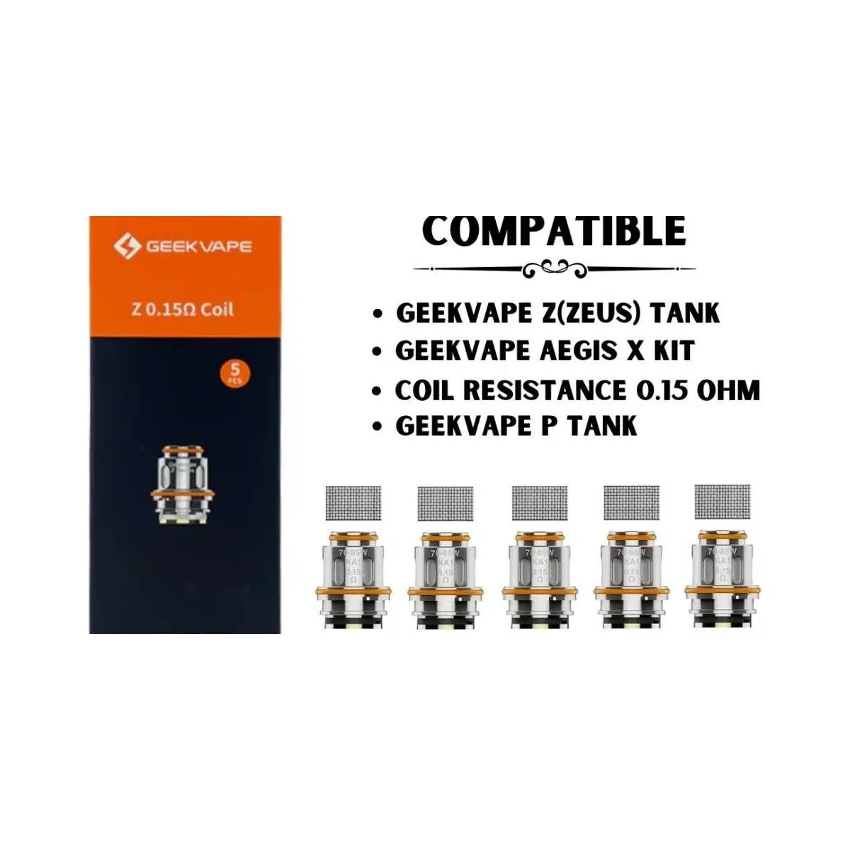 GeekVape Z Series Sub-Ohm Mesh Coils, 5-Pack for Zeus Tank