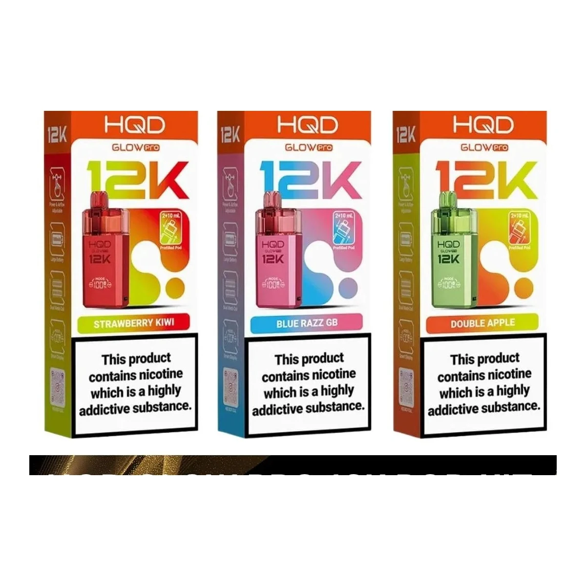 HQD Glow Pro 12000 Puffs Disposable Vape 20mg