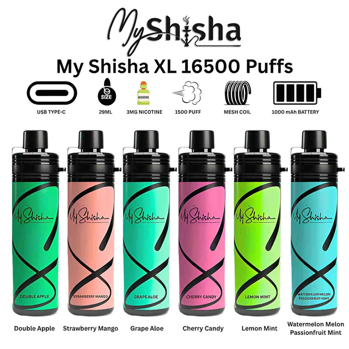 My Shisha XL 16500 Puffs 3mg Freebase Disposable Vape