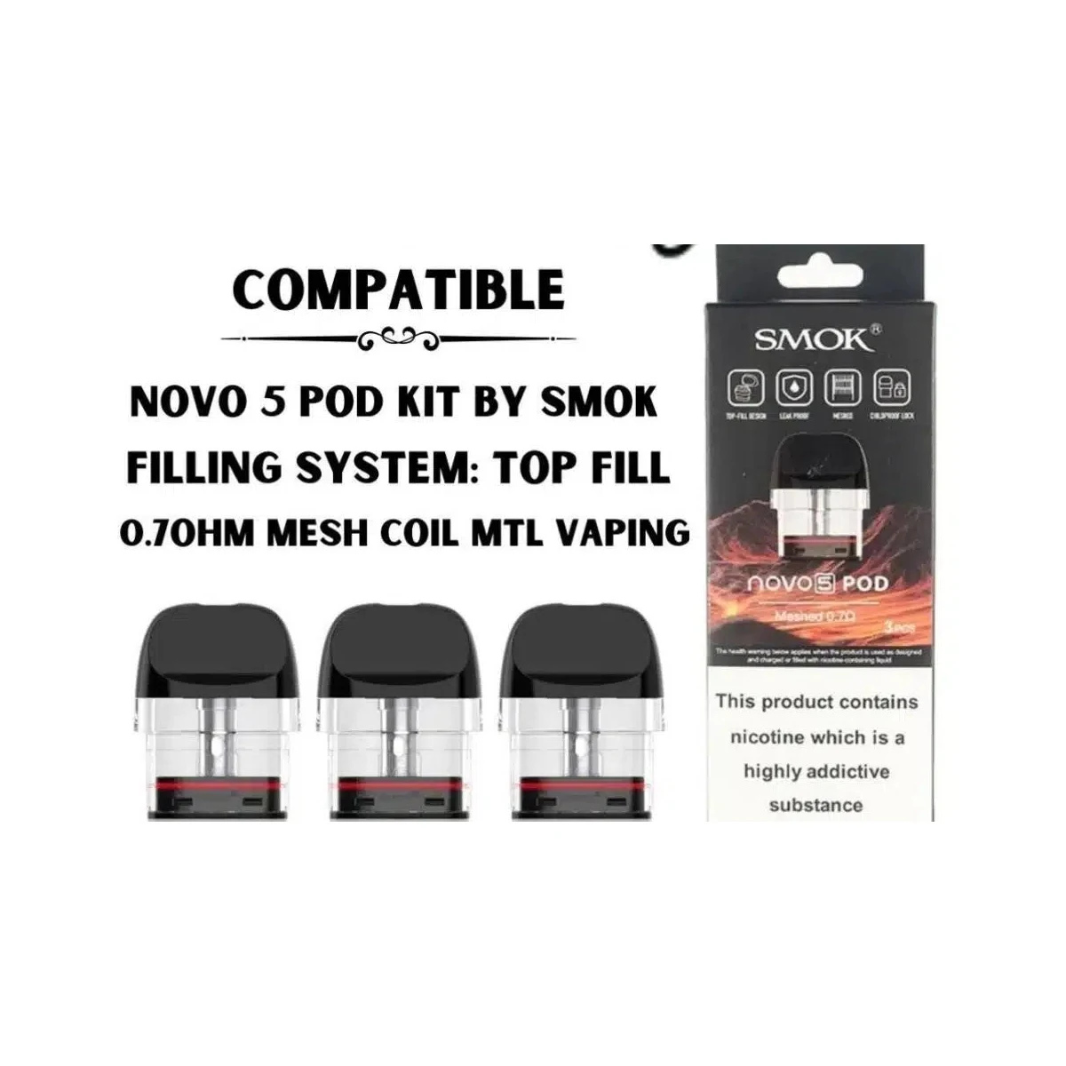 SMOK Novo 5 Replacement Pods – 2ml MTL Vape Pods