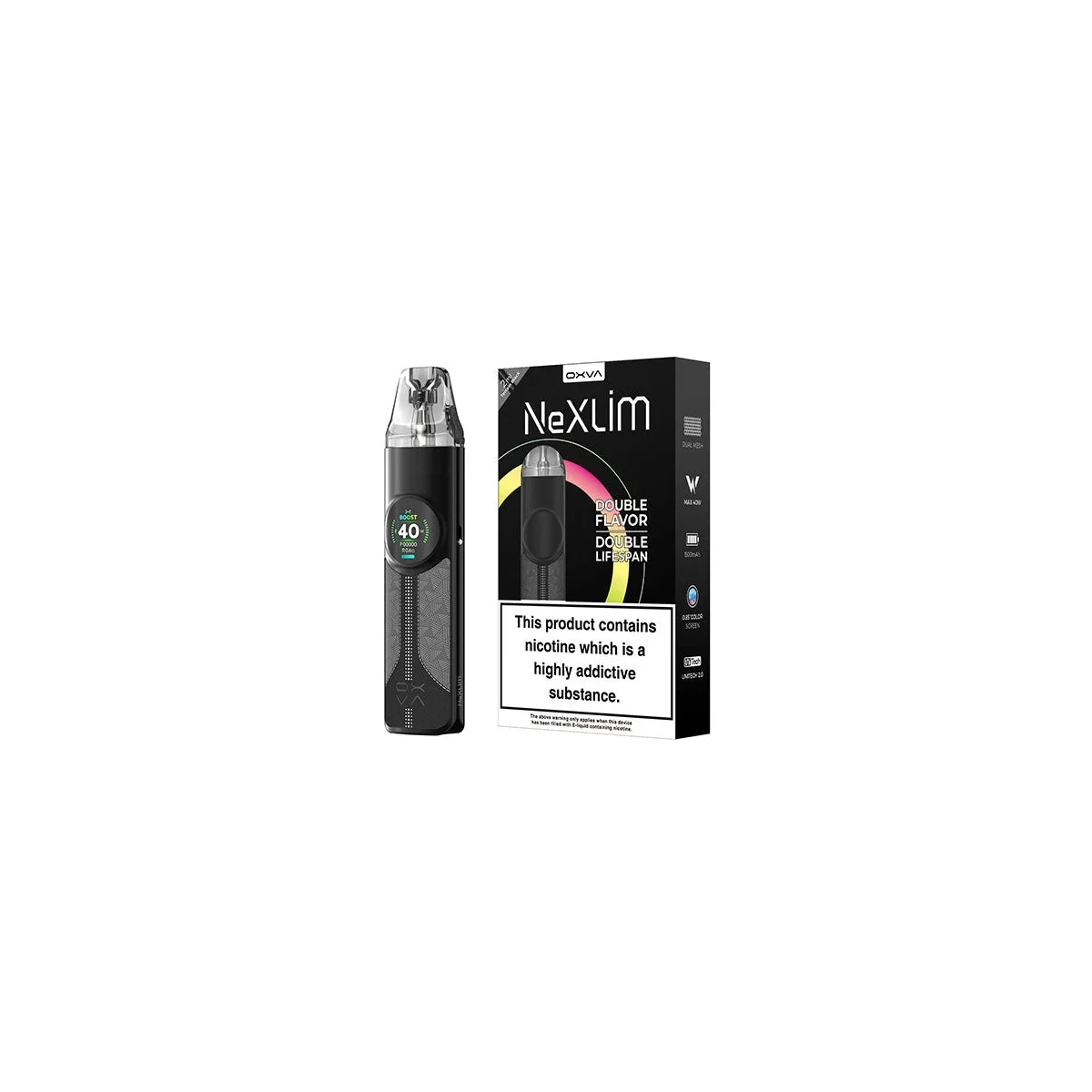 OXVA NeXlim Vape Kit 1500mAh 40W – Color Screen Pod