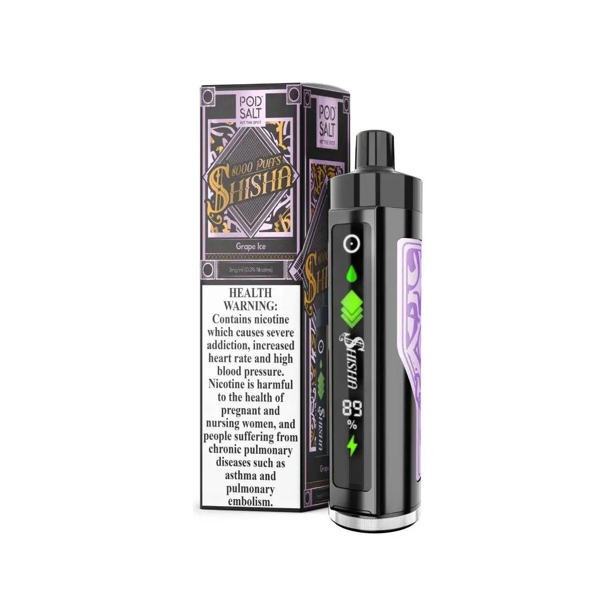 Pod Salt Shisha 8000 Puffs DTL Disposable Vape 3mg