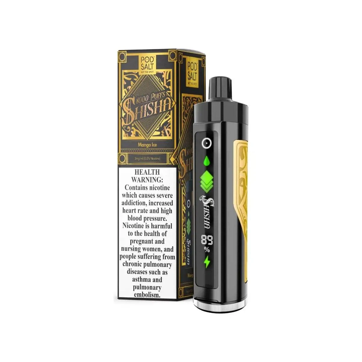 Pod Salt Shisha 8000 Puffs DTL Disposable Vape 3mg
