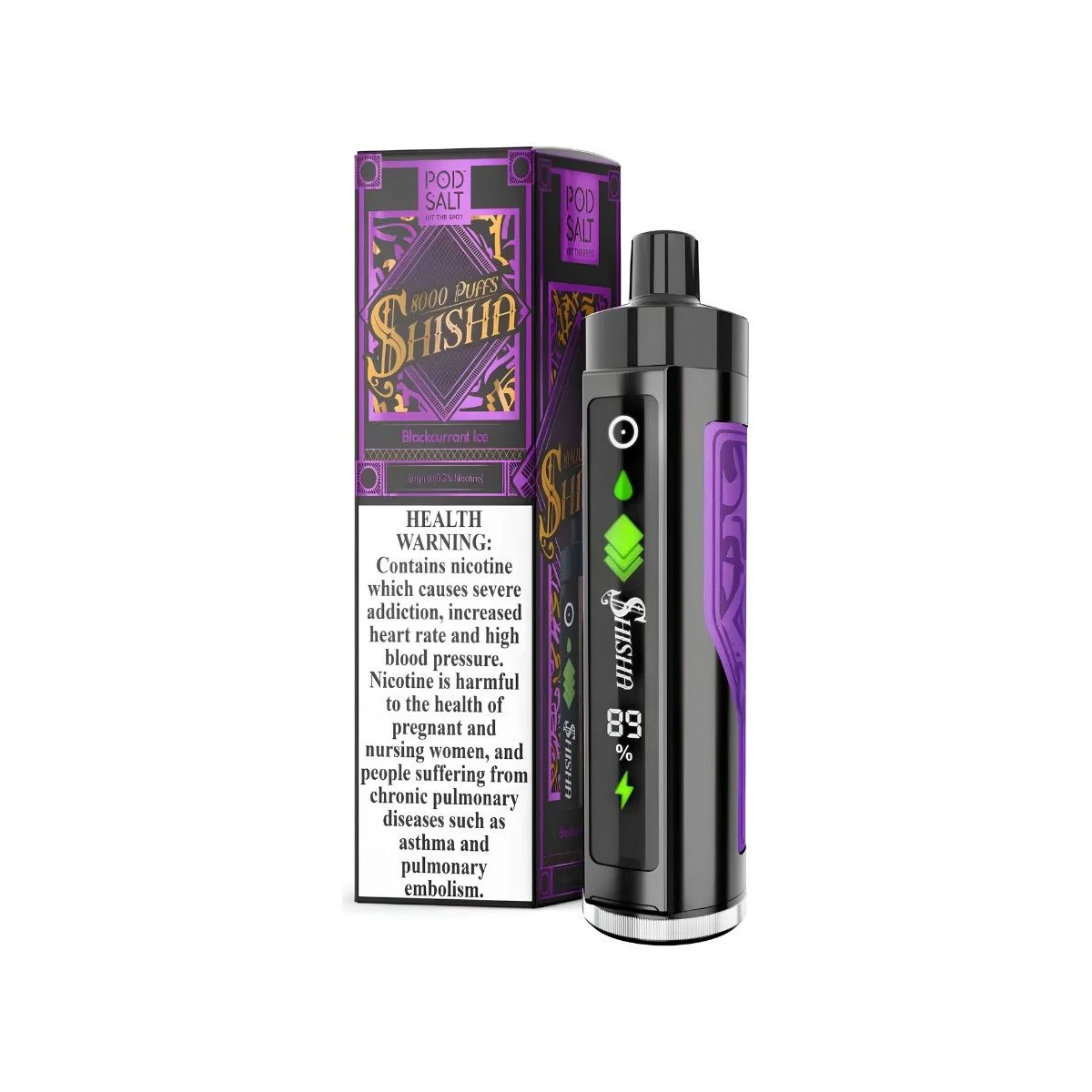 Pod Salt Shisha 8000 Puffs DTL Disposable Vape 3mg