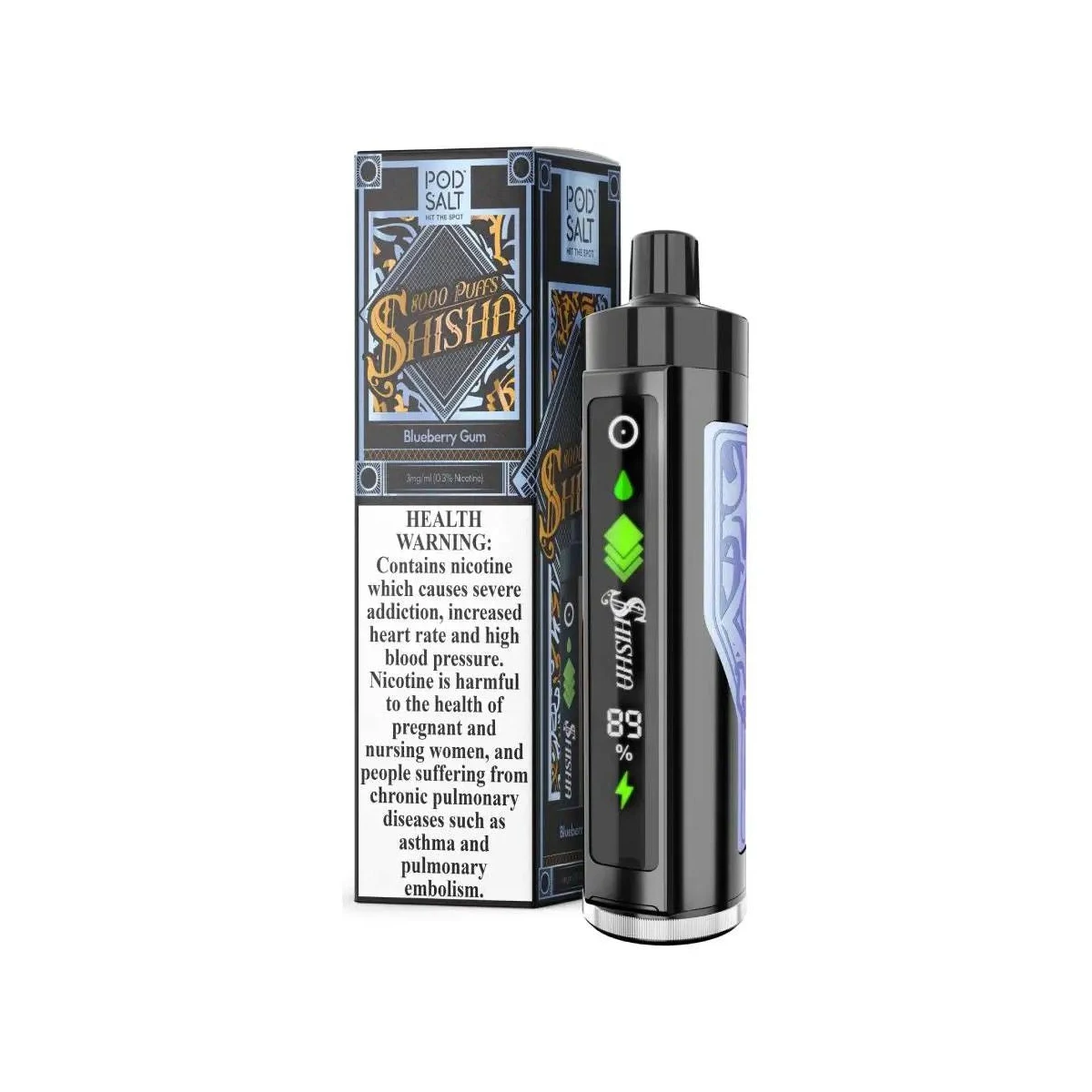 Pod Salt Shisha 8000 Puffs DTL Disposable Vape 3mg