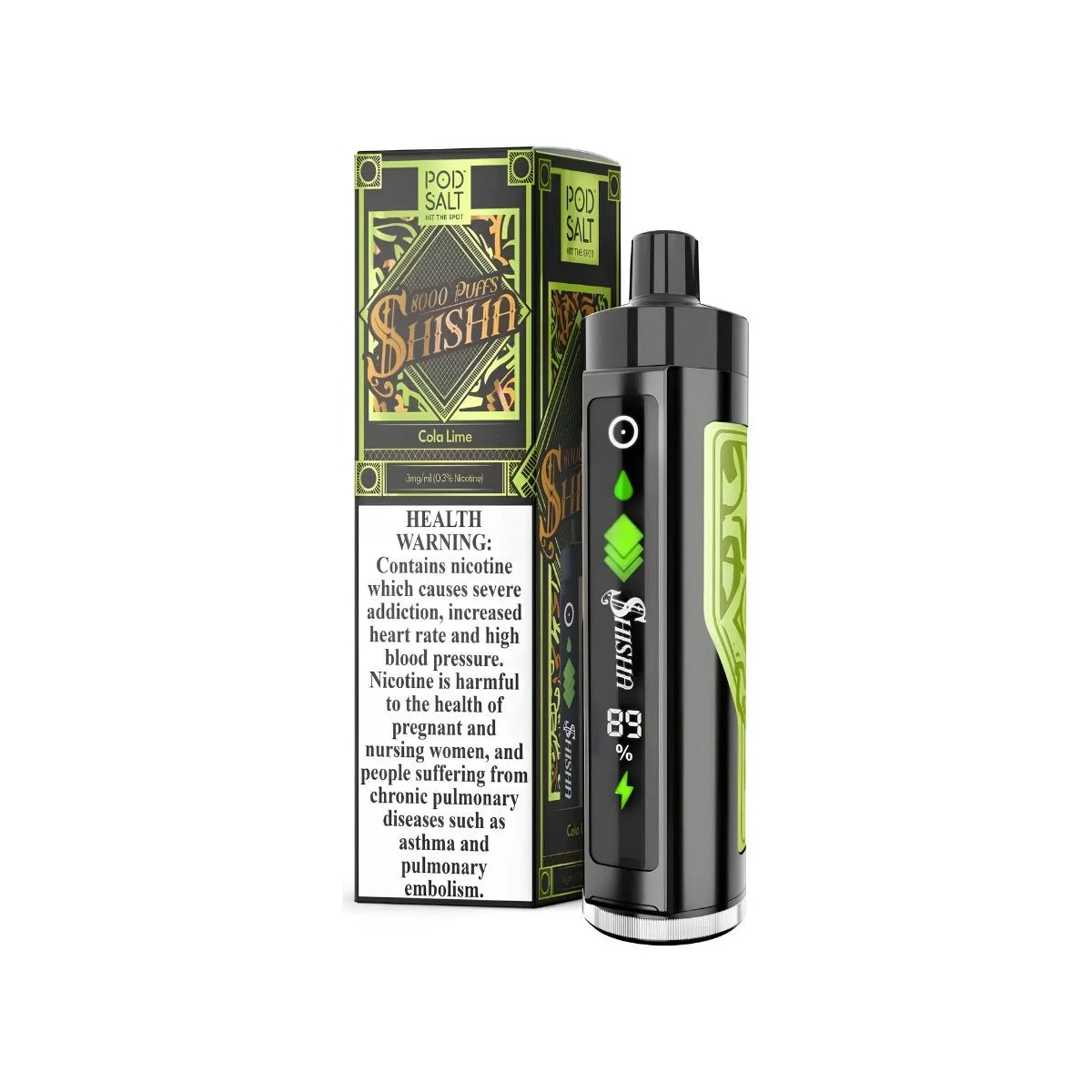 Pod Salt Shisha 8000 Puffs DTL Disposable Vape 3mg