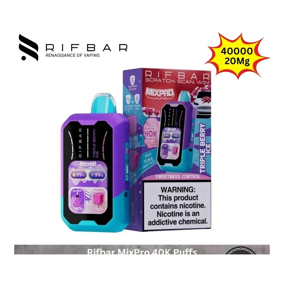 Rifbar MixPro 40K 50mg Disposable Vape – Adjustable Nicotine