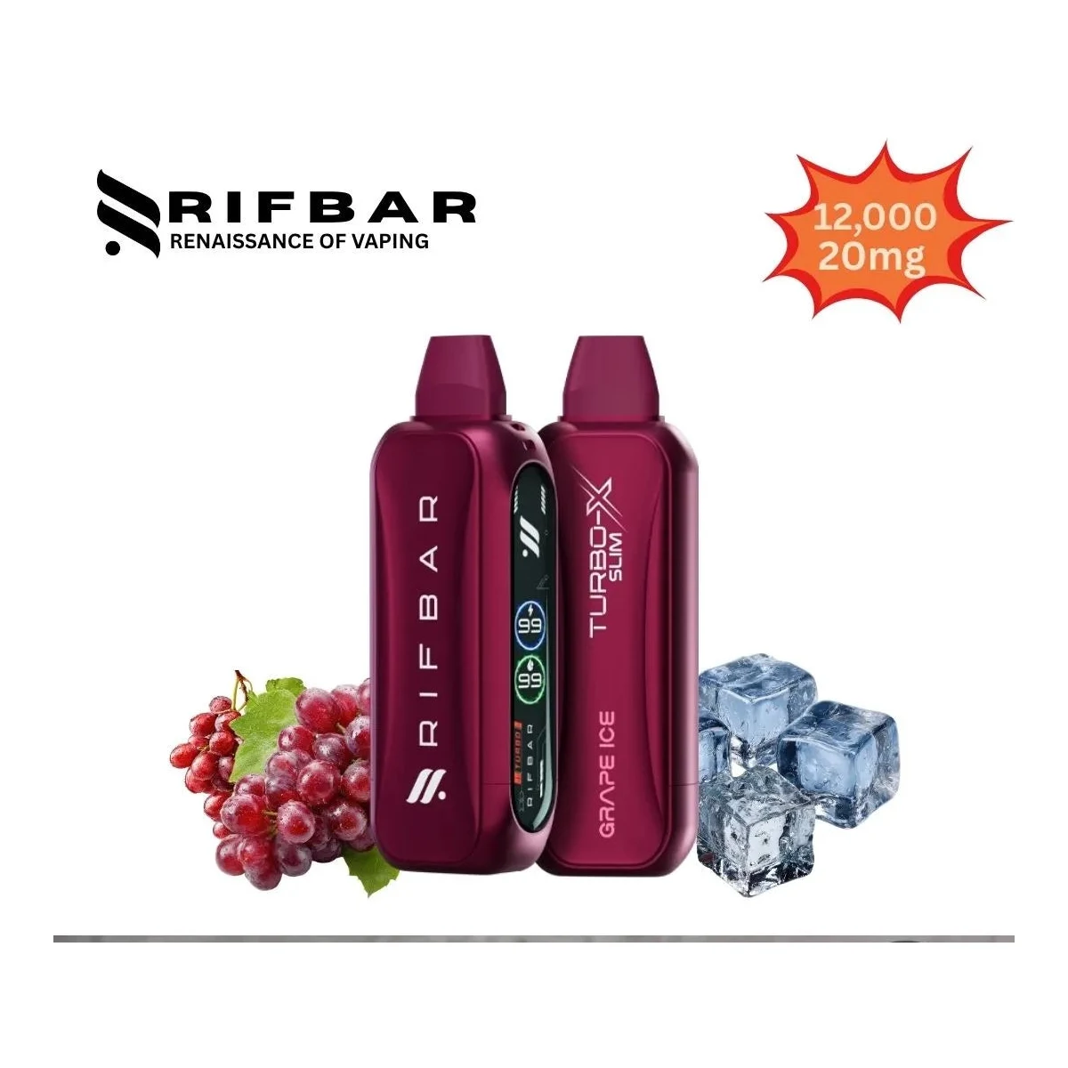 Rifbar Turbo-X Slim 12000 Puffs Disposable Vape 20mg