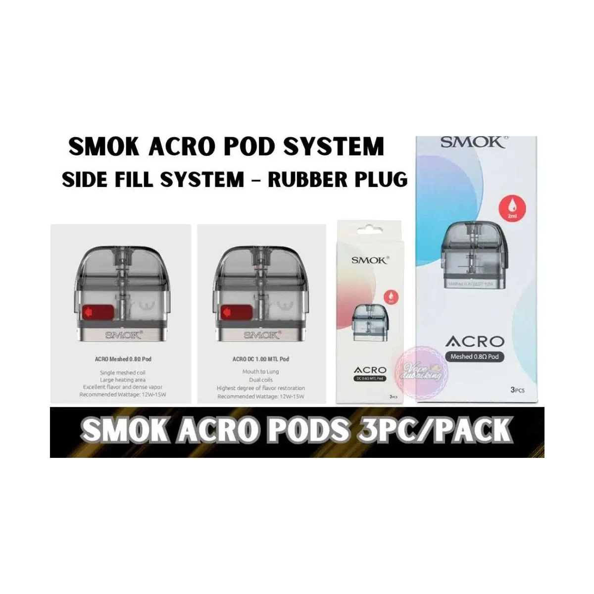 SMOK Acro Replacement Pods 3-Pack โ 2ml Mesh Pods