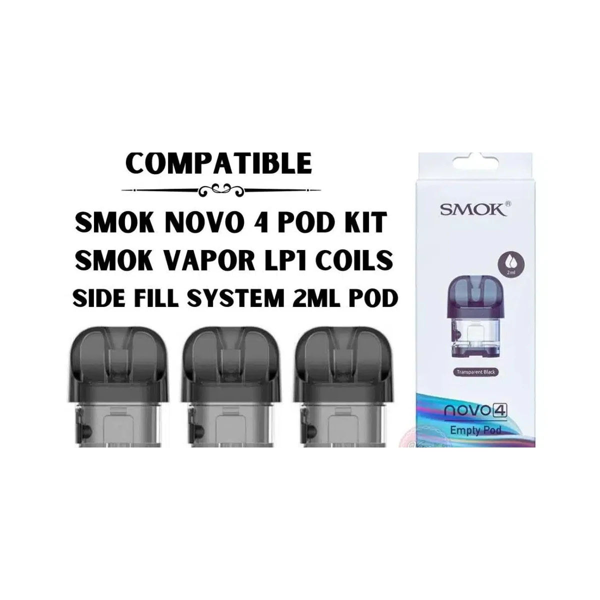 SMOK Novo 4 Replacement Pods 3-Pack โ 2ml LP1 Coil