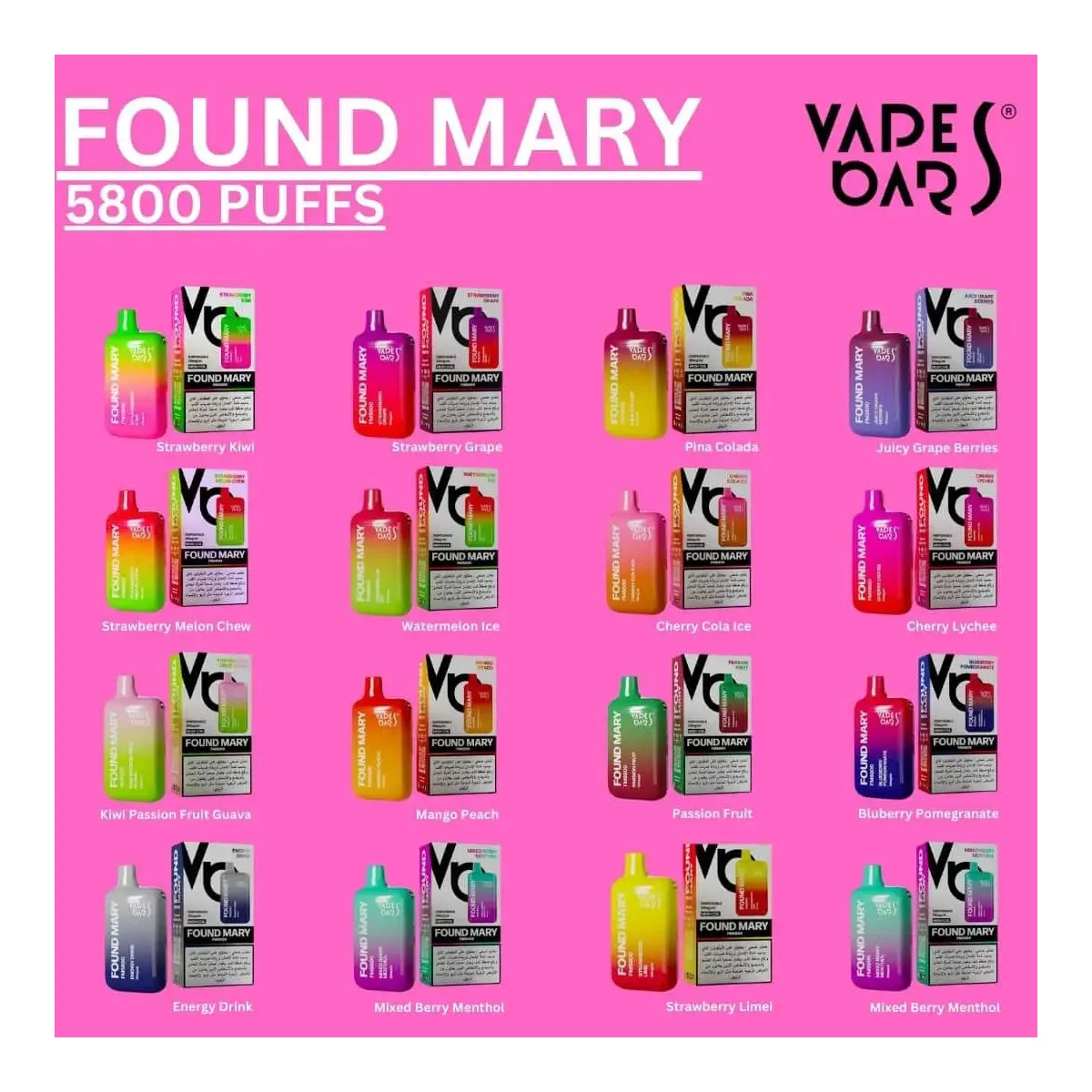 Vapes Bars Found Mary 5800 Puffs 20mg Disposable Vape