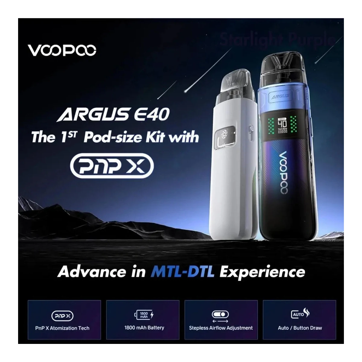 VooPoo Argus E40 Pod Kit 1800mAh โ PnP X Coil System