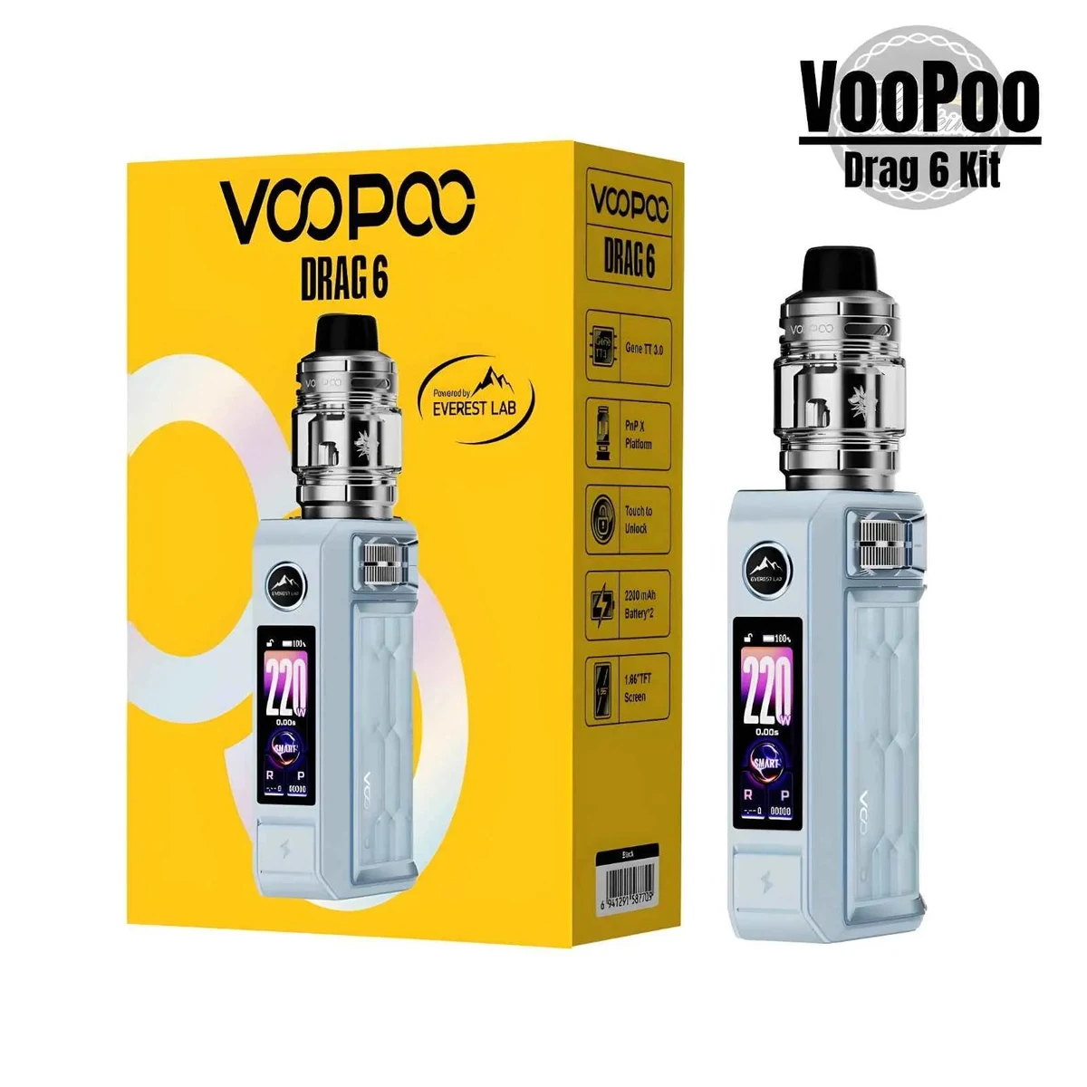VooPoo Drag 6 Vape Kit 220W – 4400mAh Sub-Ohm Mod